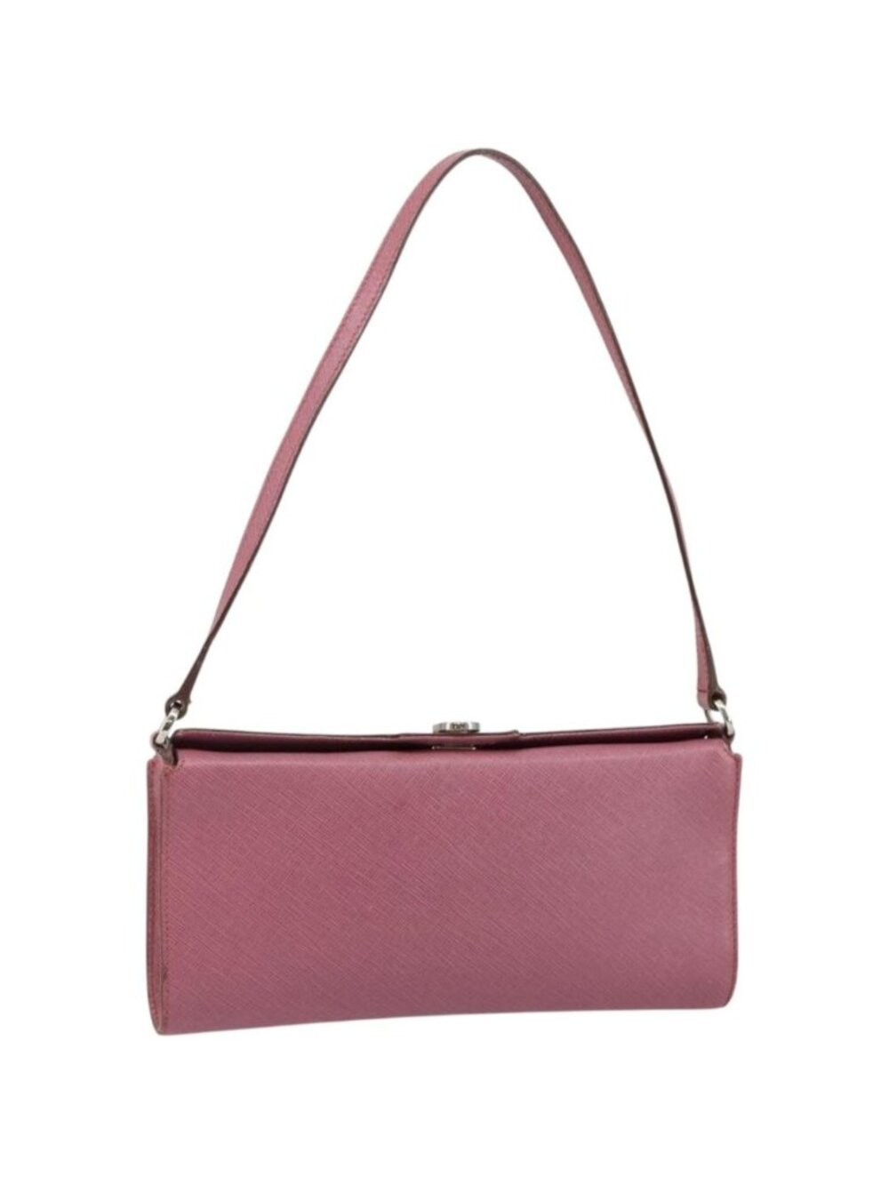 Salvatore Ferragamo Gancini Shoulder Pouch Leather Pink Silver